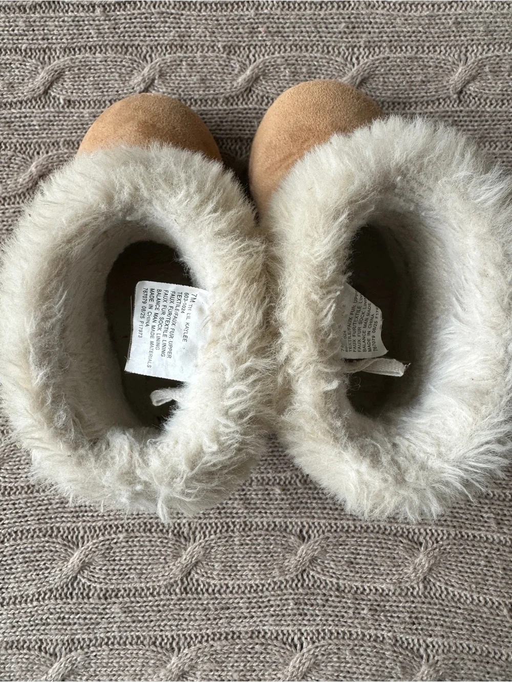 EUC Thereabouts Toddler Girl Faux Fur Lil Kaylee Winter Booties, Cognac, Size 7